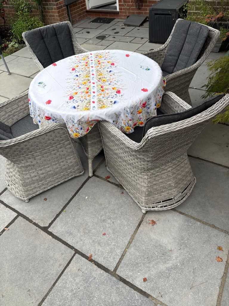 Garden Patio Furniture Set - Table and 4 Chairs, Good Condition