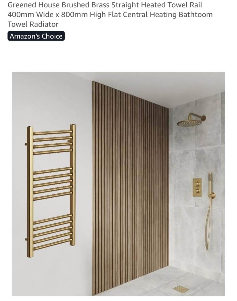 Brushed gold heated towel radiator - brand new in box