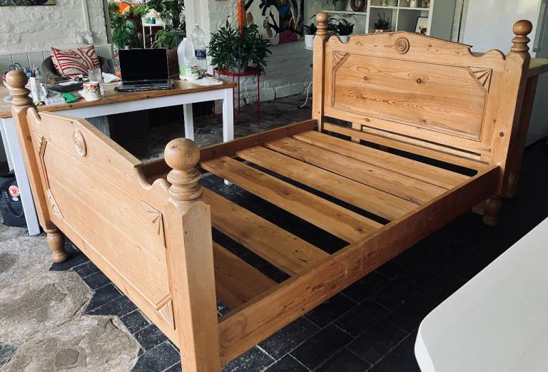 Solid Pine Double Bed – Good Condition