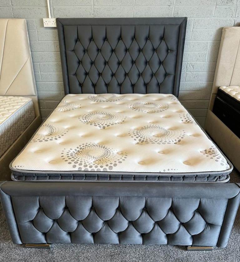 WEEKEND SPECIAL ~ Heaven Hilton Wingback Bed - Double & King Size With Optional Mattress ~ ORDER NOW