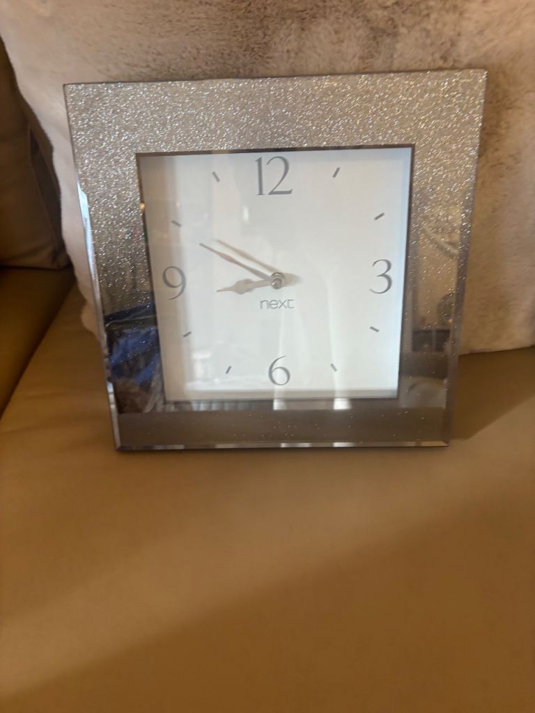 Next mirror glitter silver wall clock