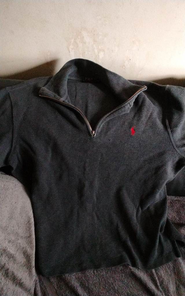 Ralph Lauren Grey Quarter Zip Jumper – Good Condition
