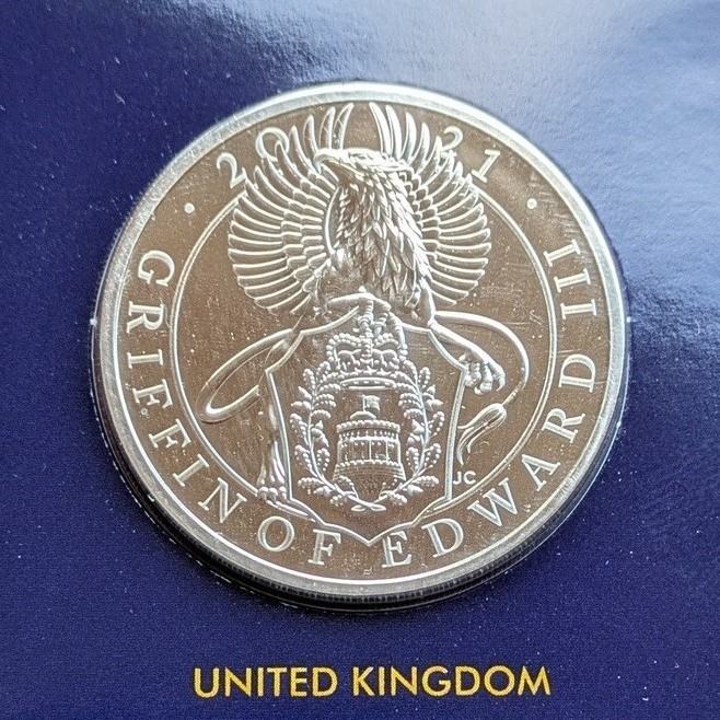 2021 £5 Five Pounds GRIFFON OF EDWARD III Queen's Beasts BU ChangeChecker coin