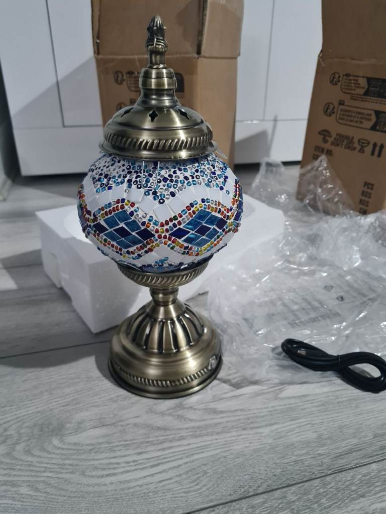 New 2x Turkish dimming Moroccan Mosaic Lamp Lamp Handmade Glass Bedside Lamp Table Lamps LED Bulb
