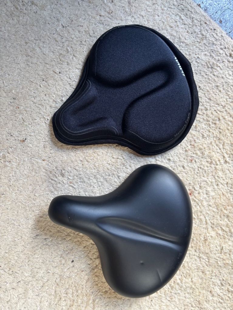 Exercise bike seat and padded cover