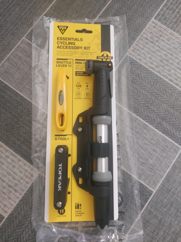 Topeak mini dual bike pump with essentialsCycling accessory kit