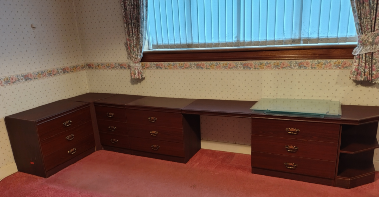 Free Vintage G-Plan mahogany bedside drawers and shelving.