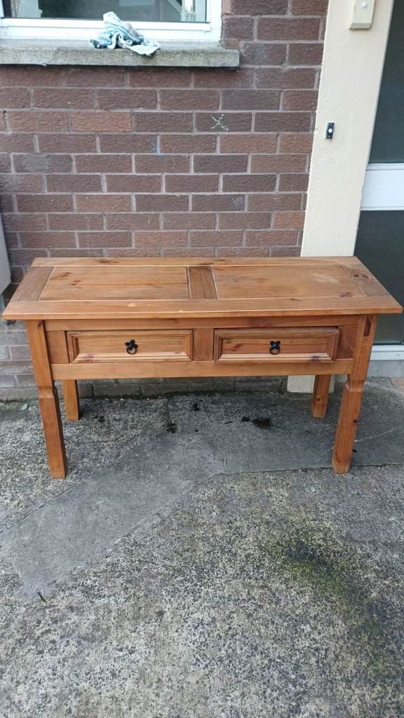 Solid Wood Console Table with Two Drawers –