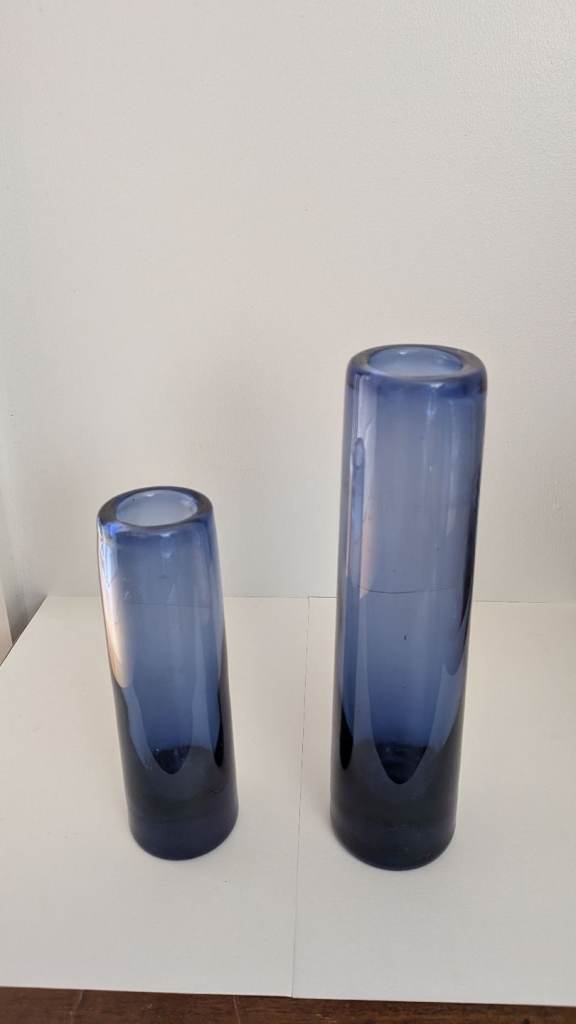 Matching Holmegaard cobalt blue ornamental vases