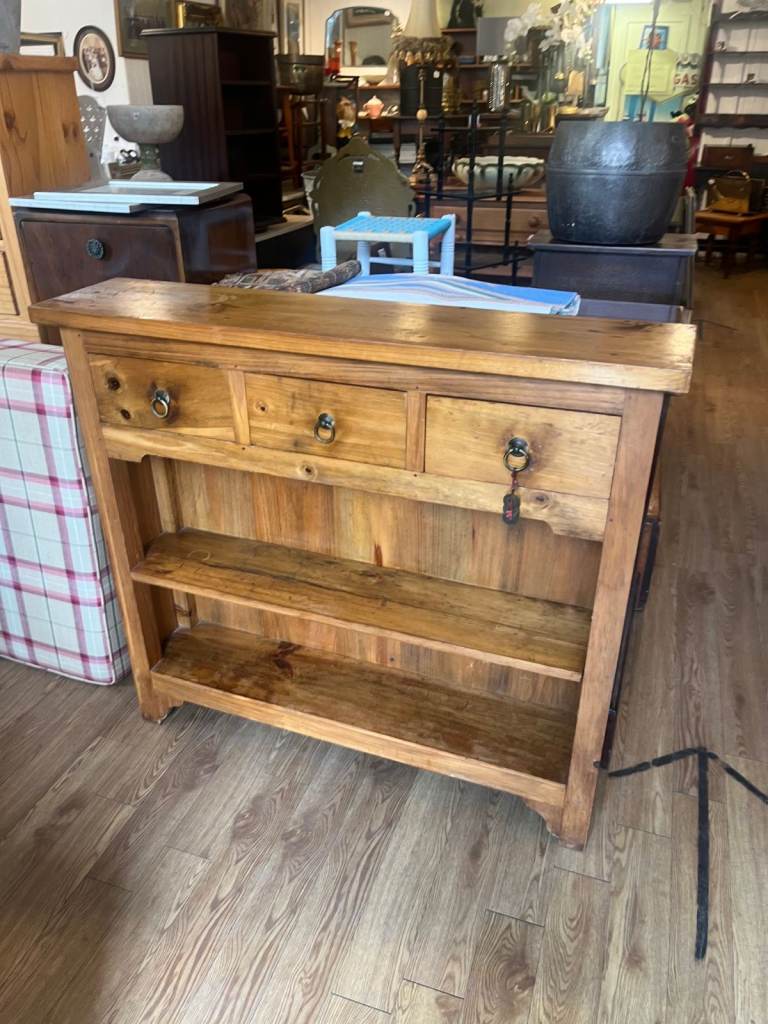 Solid Wood Console Table with Drawers and Shelves – Good Condition