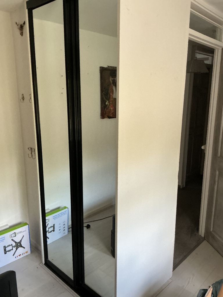 Black frame  Wardrobe with Mirror Doors – Good Condition