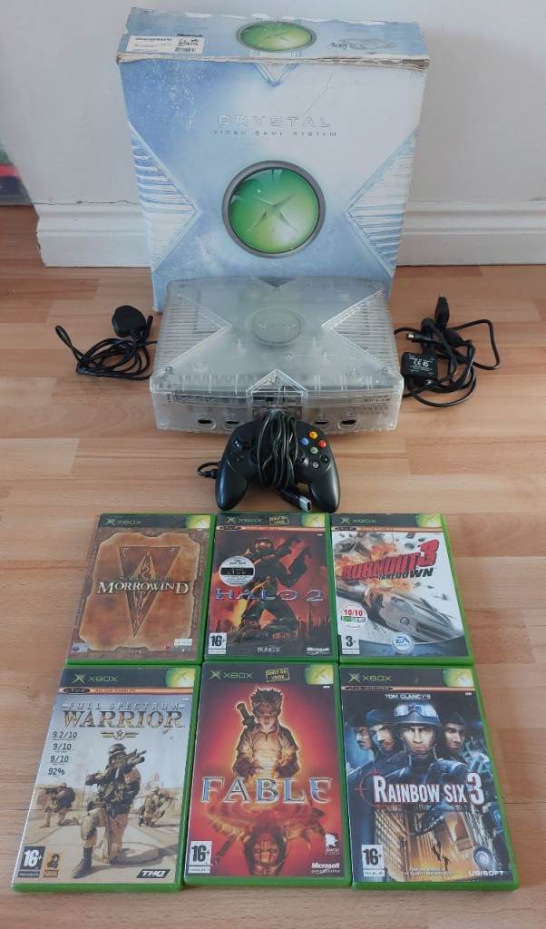 Boxed Crystal original XBOX with controller and games 