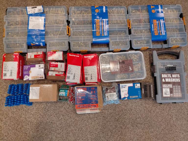 Large Bulk of Screws, Bolts, Nuts, and Fixings – NEW