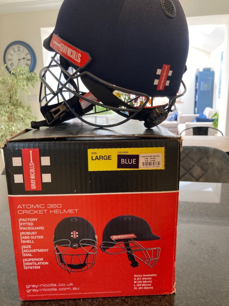 Gray Nicolls Atomic 360 Cricket Helmet – Large, Blue, Brand New