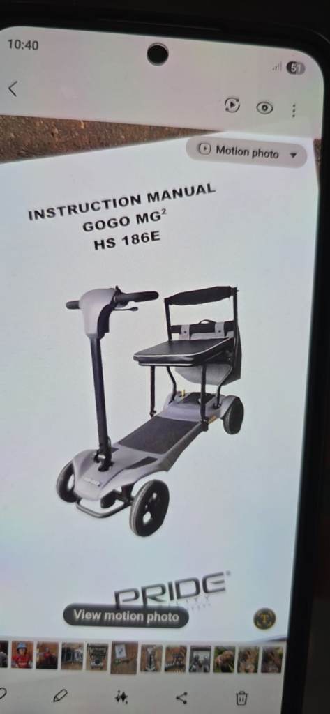 Gogo mg2 pride  mobility scooter 