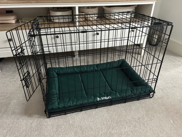 Small Black Dog Crate and Mat