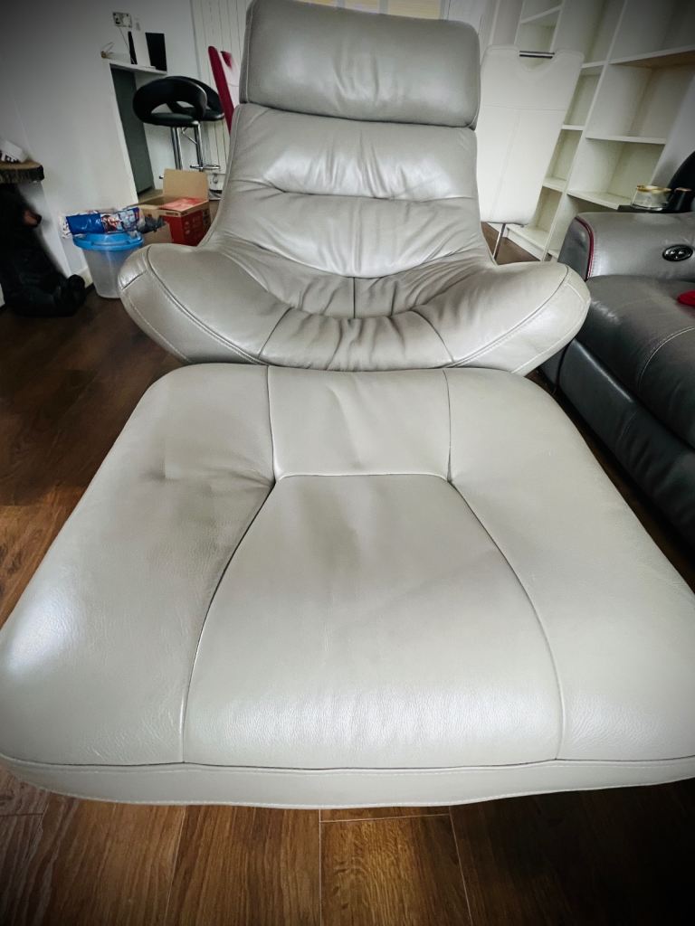 Salvador Swivel Chair & Matching Stool – Full Leather – Manhattan Steel 