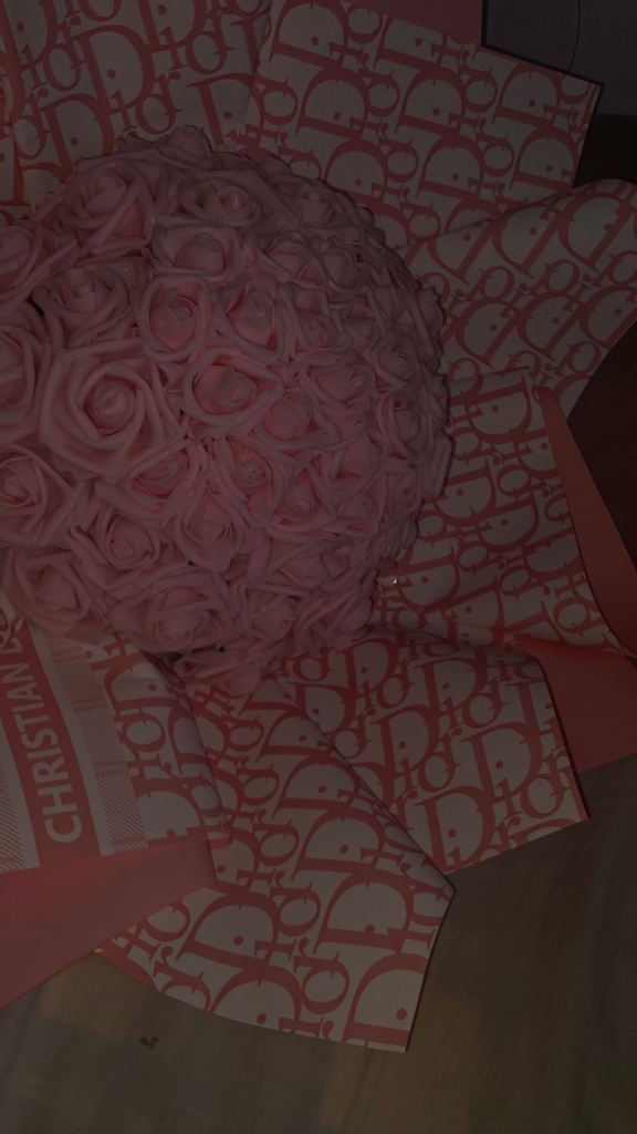 Pink Bouquet of 50 fake roses with dior pink wrapping
