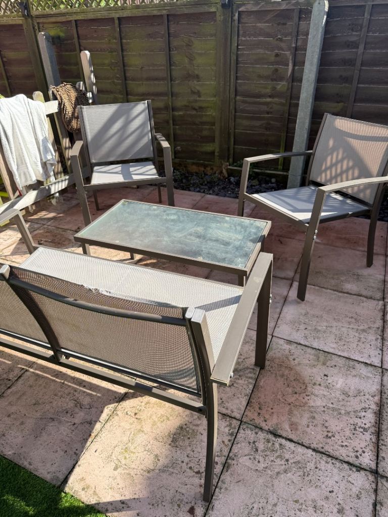 Garden Patio Furniture Set - coffee Table, Sofa, 2 Chairs