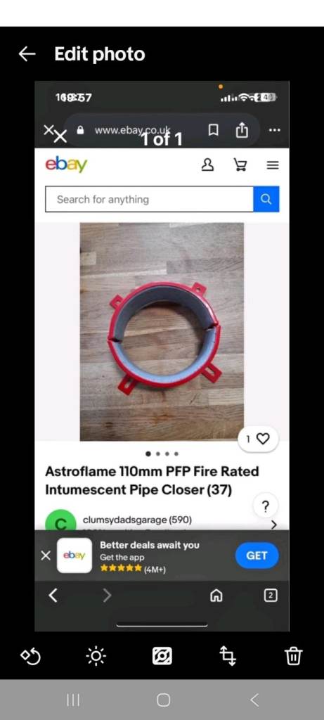 Astroflame 110mm pfp fire rated intumescent pipe closer  we sell for £5 per set 200 avai 