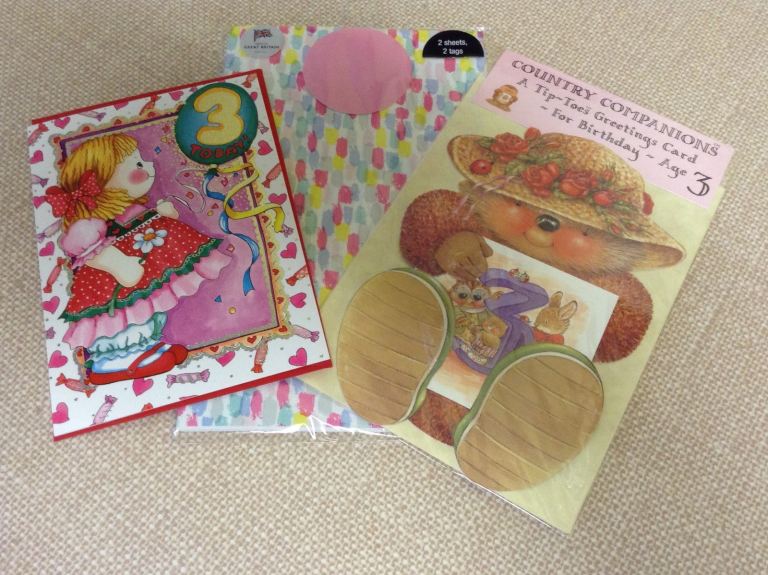 NEW Two Age 3 Cards & Wrapping