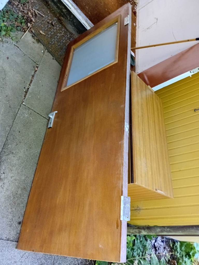 Wooden Internal Door with Frosted Glass Panel