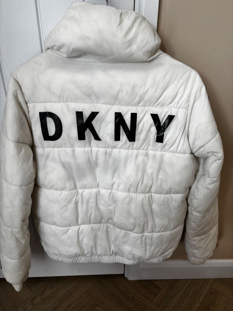 DKNY White Puffer Jacket – Good Condition