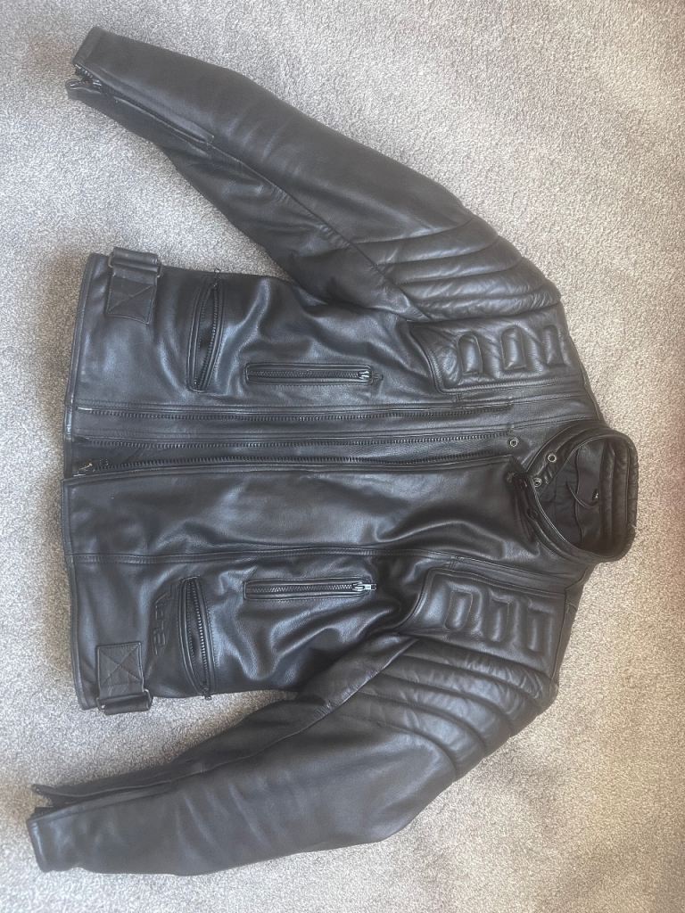 Motorbike leather jacket and trousers