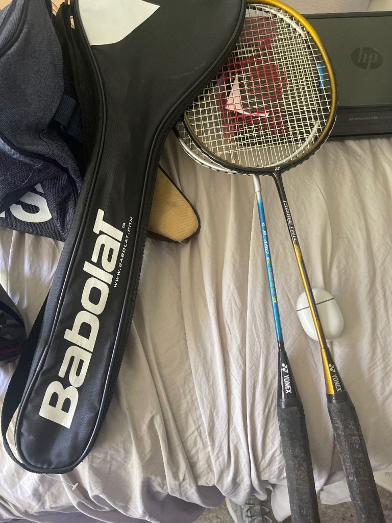 Yonex Badminton Rackets with Babolat Bag – Good Condition