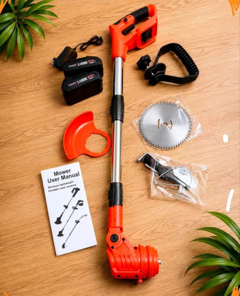 New Cordless Electric Grass Trimmer with 2 Batteries
