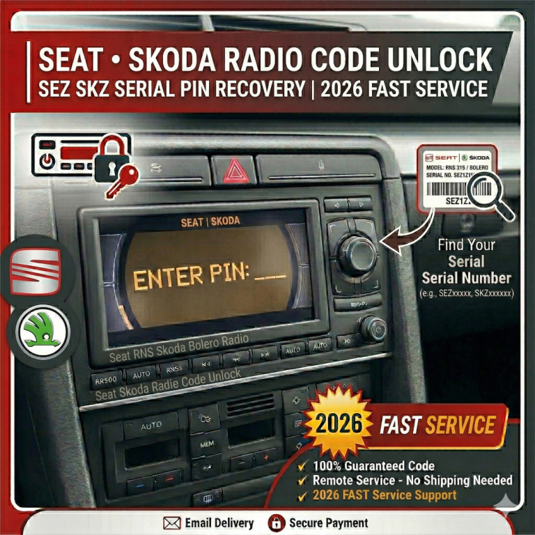 Seat Radio Code Unlock Service 1998-2015 | SEZ Serial | EXPRESS ⚡