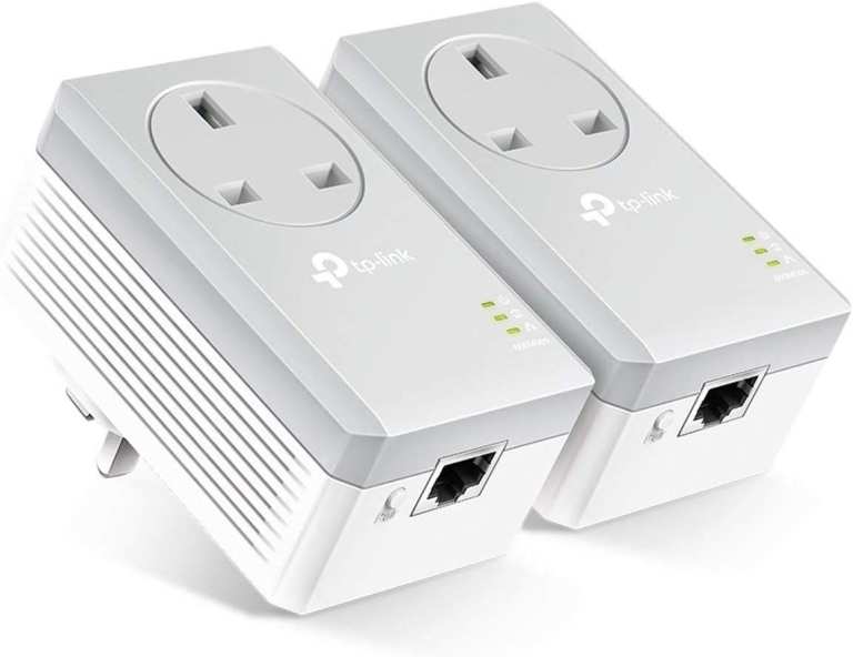 2 x TP-Link TL-PA4010PKIT AV600 Passthrough Powerline Adapters,