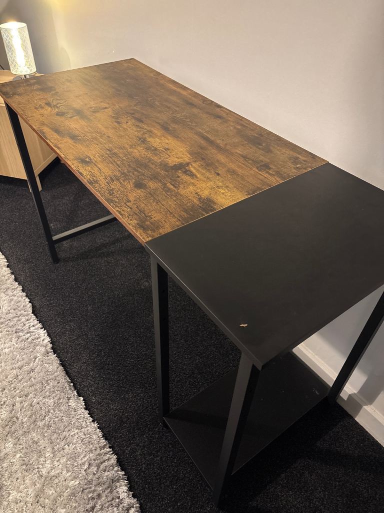 Black and oak wood desk 