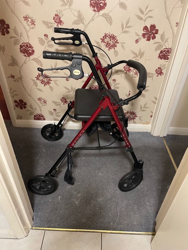 Walker Rollator 4-Wheel Folding Mobility Aid with Seat Ultra Lightweight