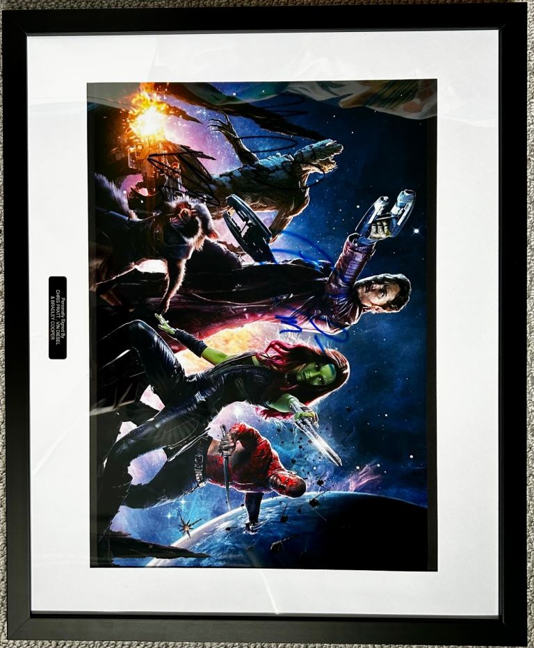 Signed guardians of the galaxy marvel poster coa