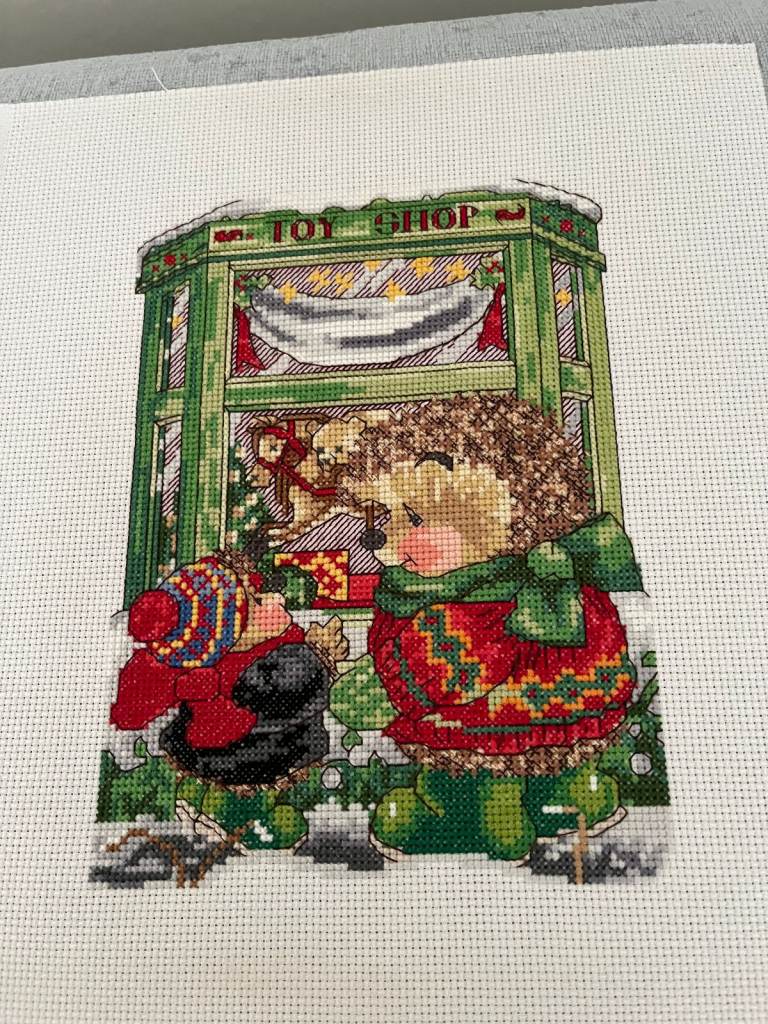 Hand Stitched - Country Companions 'Window Shoppers' - Cross Stitch Picture unframed – Perfect Gift
