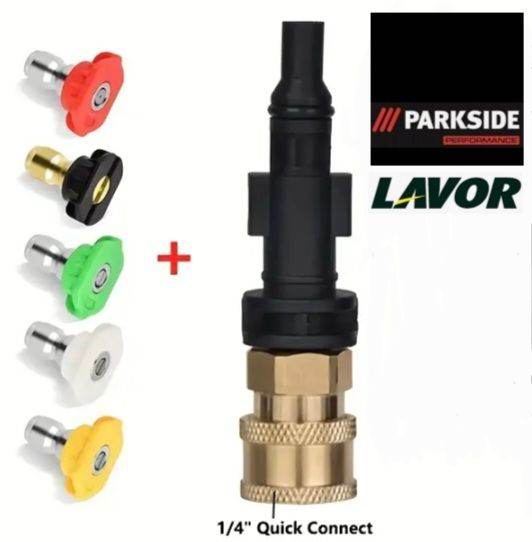 £10 1/4 Parkside Lavor Pressure Washer Adapter Quick Connect 5 Nozzles new quick release