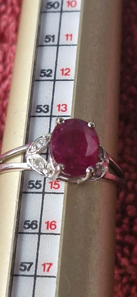 9ct carat gold Ruby diamond ring