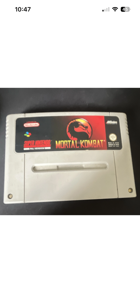 Super Nintendo Mortal Kombat Game Cartridge - Good Condition