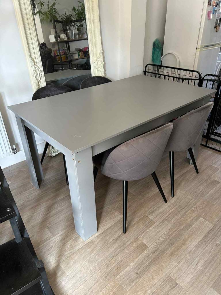 grey dining table and chairs 