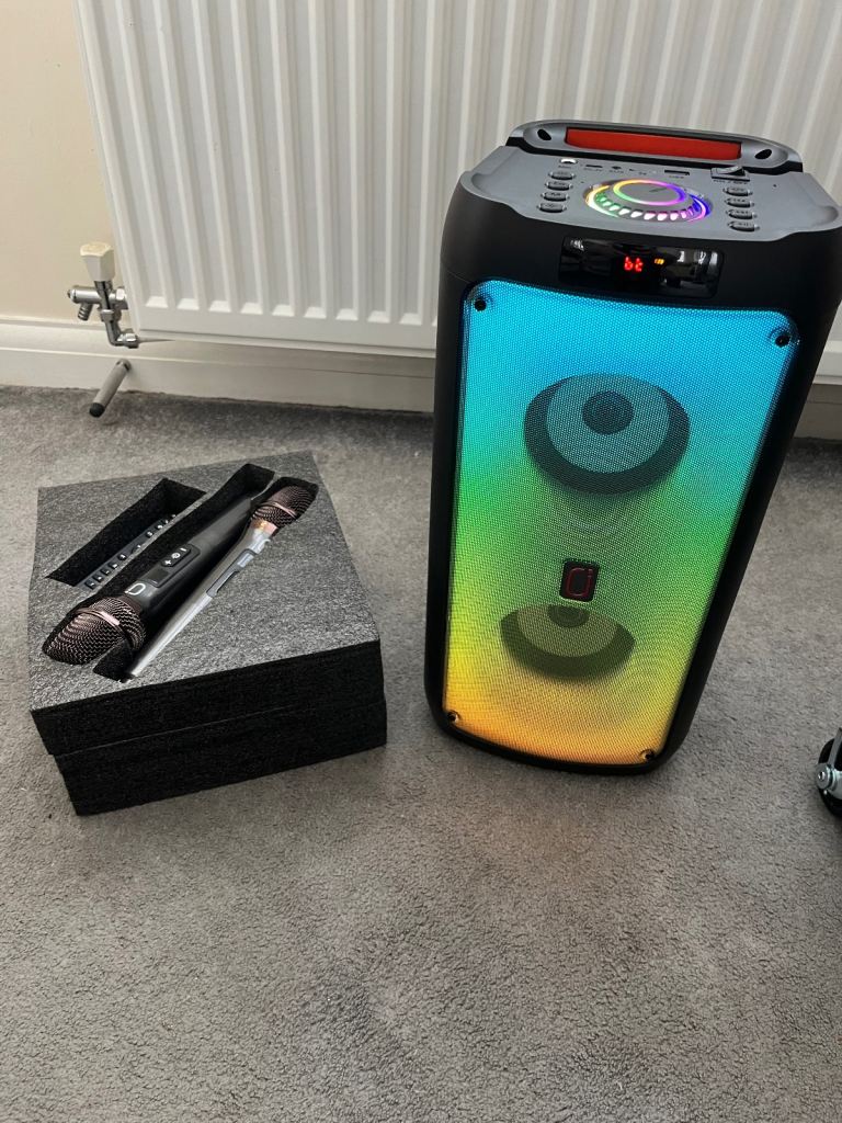 JYX T10T Deep Bass Karaoke Machine with 2 Mics and Lights