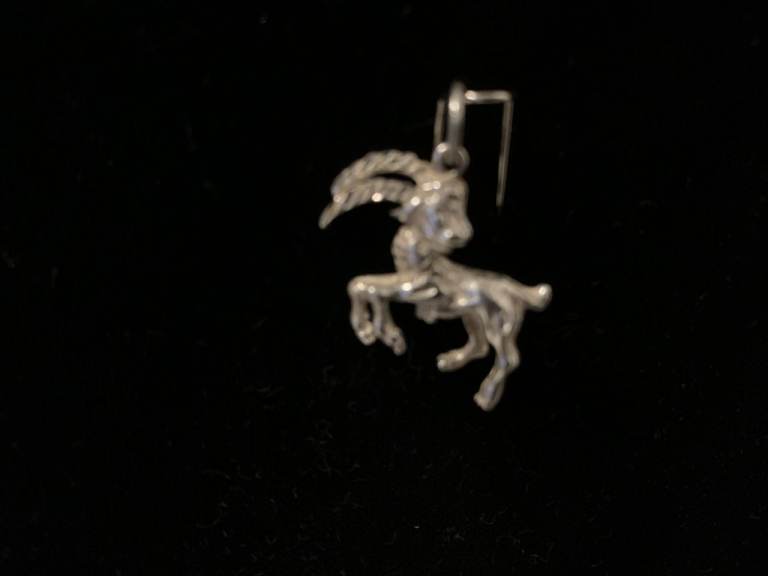 Sterling Silver Sterling Silver Capricorn sea goat astrological pendant.