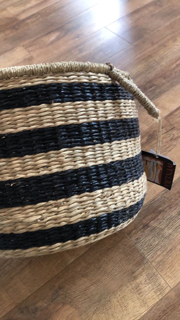 New Woven Basket – Black Stripe, Great for Storage