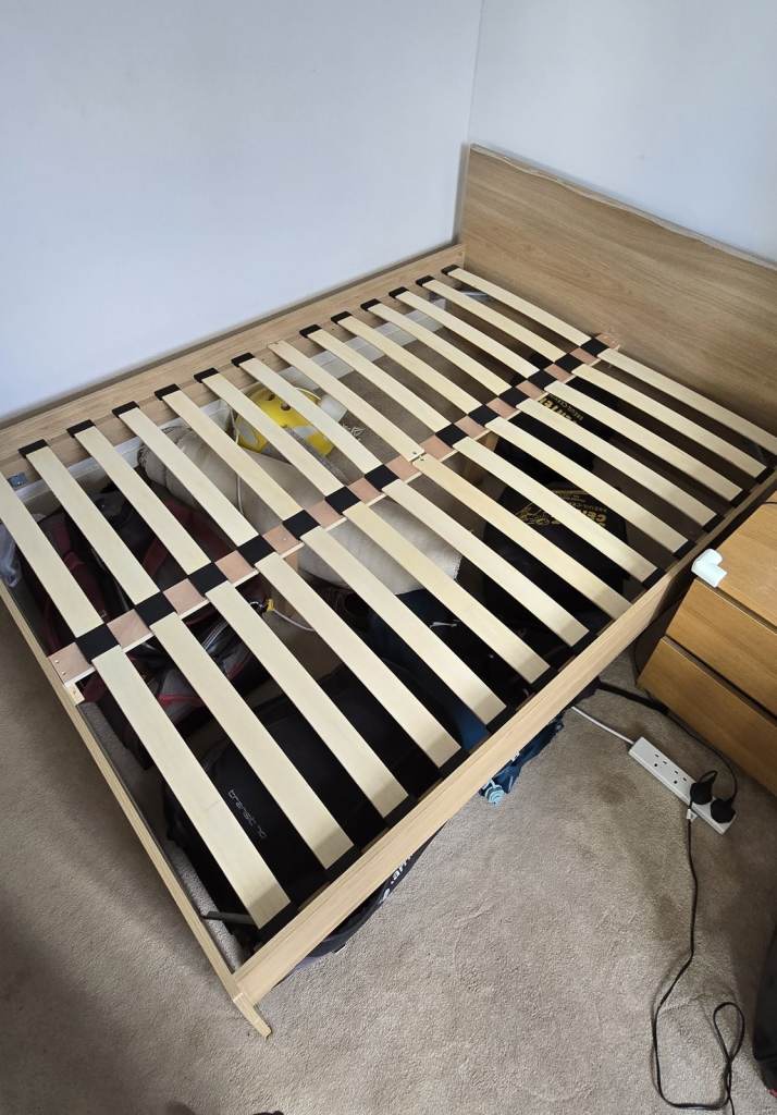 IKEA MALM Bed Frame, High, Oak Veneer/Luroy Double Bed