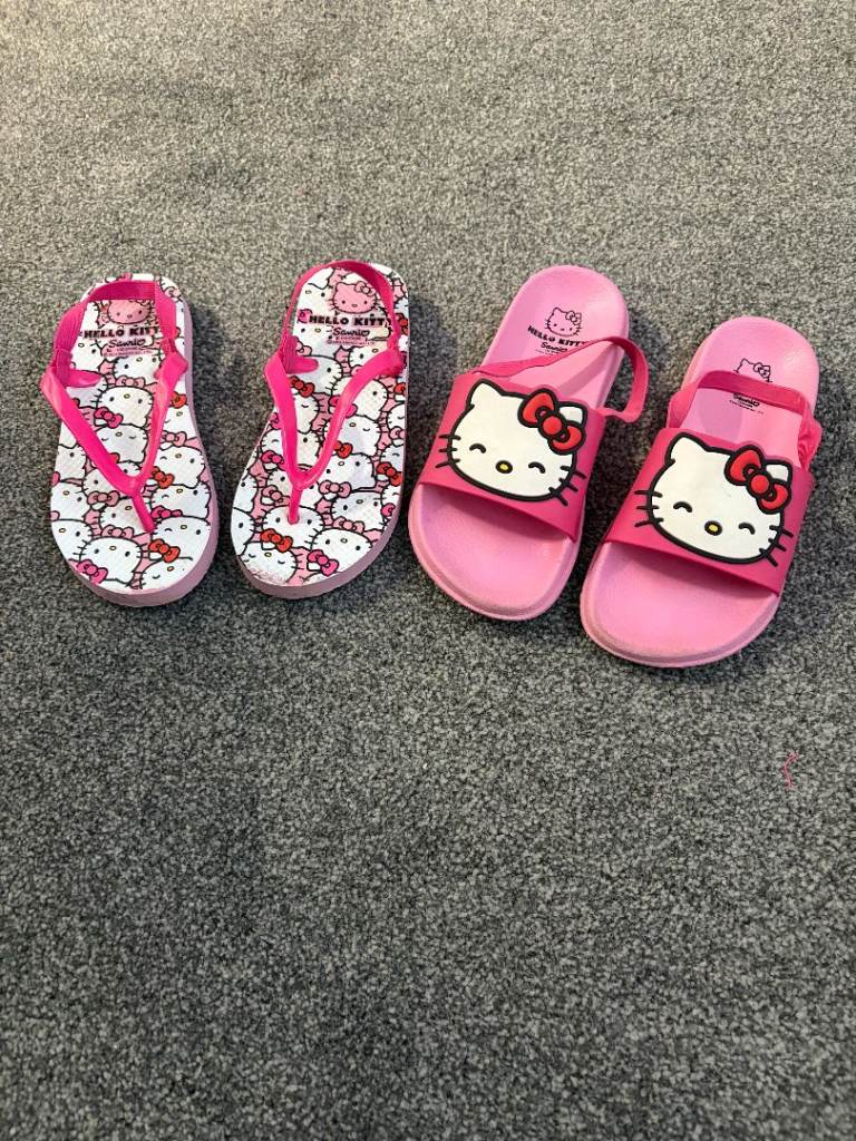 2 pairs of Hello Kitty Flip Flops - Size Junior 12 (Excellent condition)  
