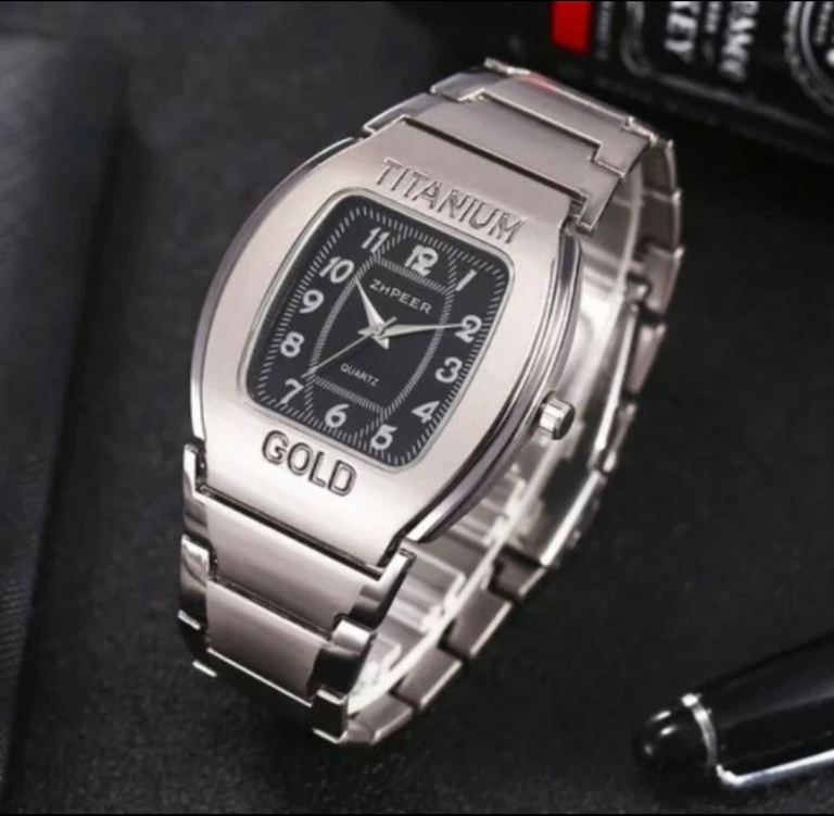 New ZHPEER Titanium Gold Quartz Watch - Silver with Black Face