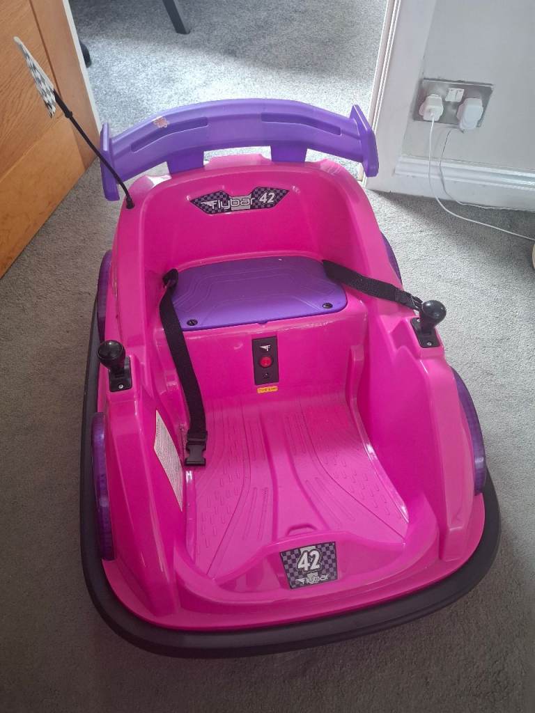 Pink Kids Ride-On Toy Car with Flag - Good Condition