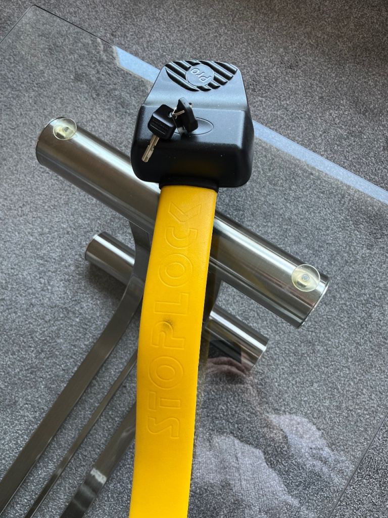 Yellow STOPLOCK Steering Wheel Lock with Keys