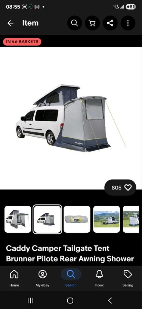 Brunner Pilote Rear Awning Shower Tent for Caddy Camper