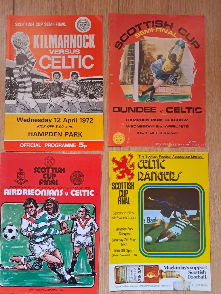 Collectible Celtic FC Scottish Cup Football Programmes X 4